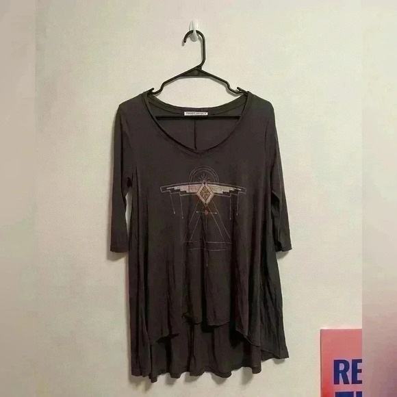 Project Social T Tops - Project Social T - Women’s Super Soft Grey 1/2 Sleeve Tunic Top‎ - Size Small